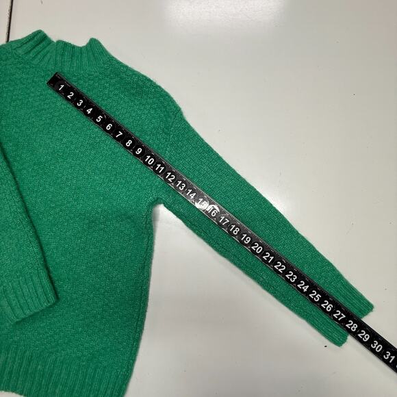 Talbots Sweater Womens Medium Petite Green Chevron Knit Mock Neck Christmas - Picture 5 of 9